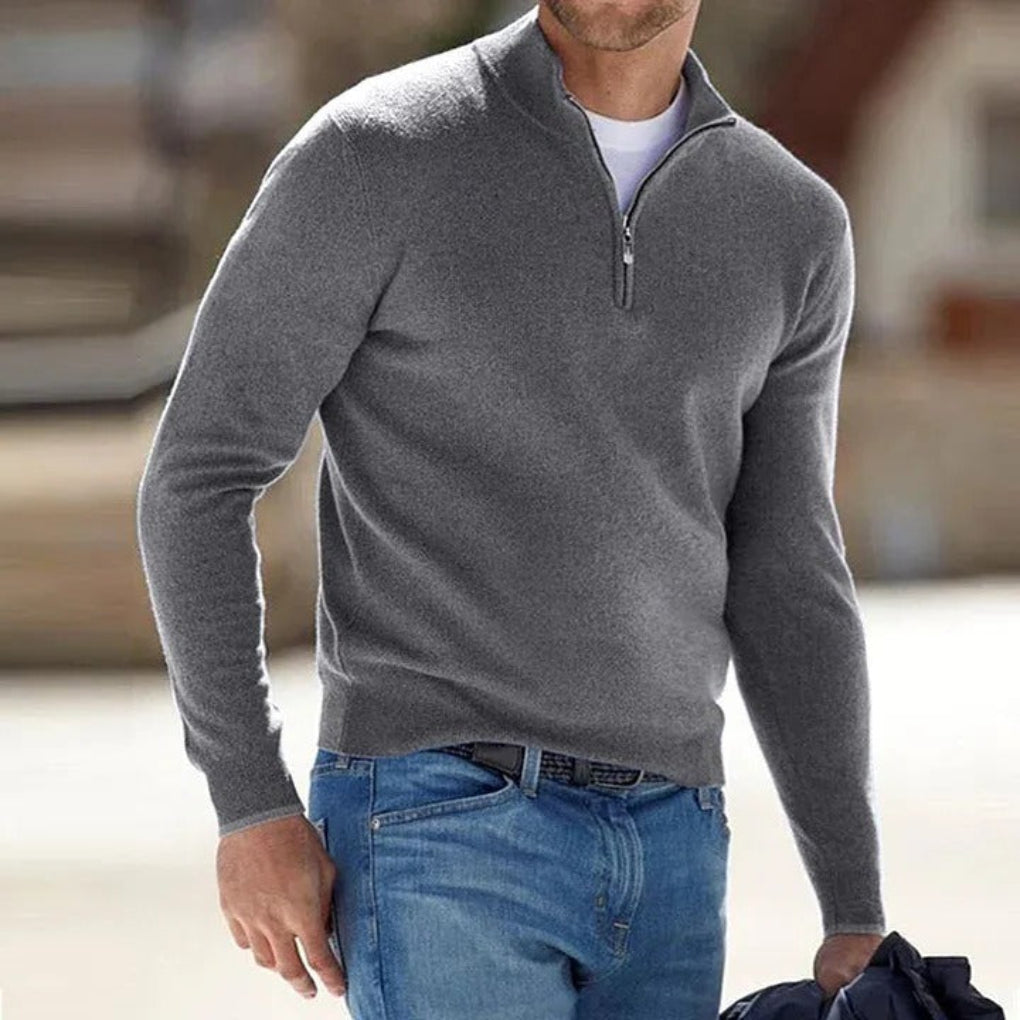 Jersey hombre | cuello alto con cierre de media cremallera