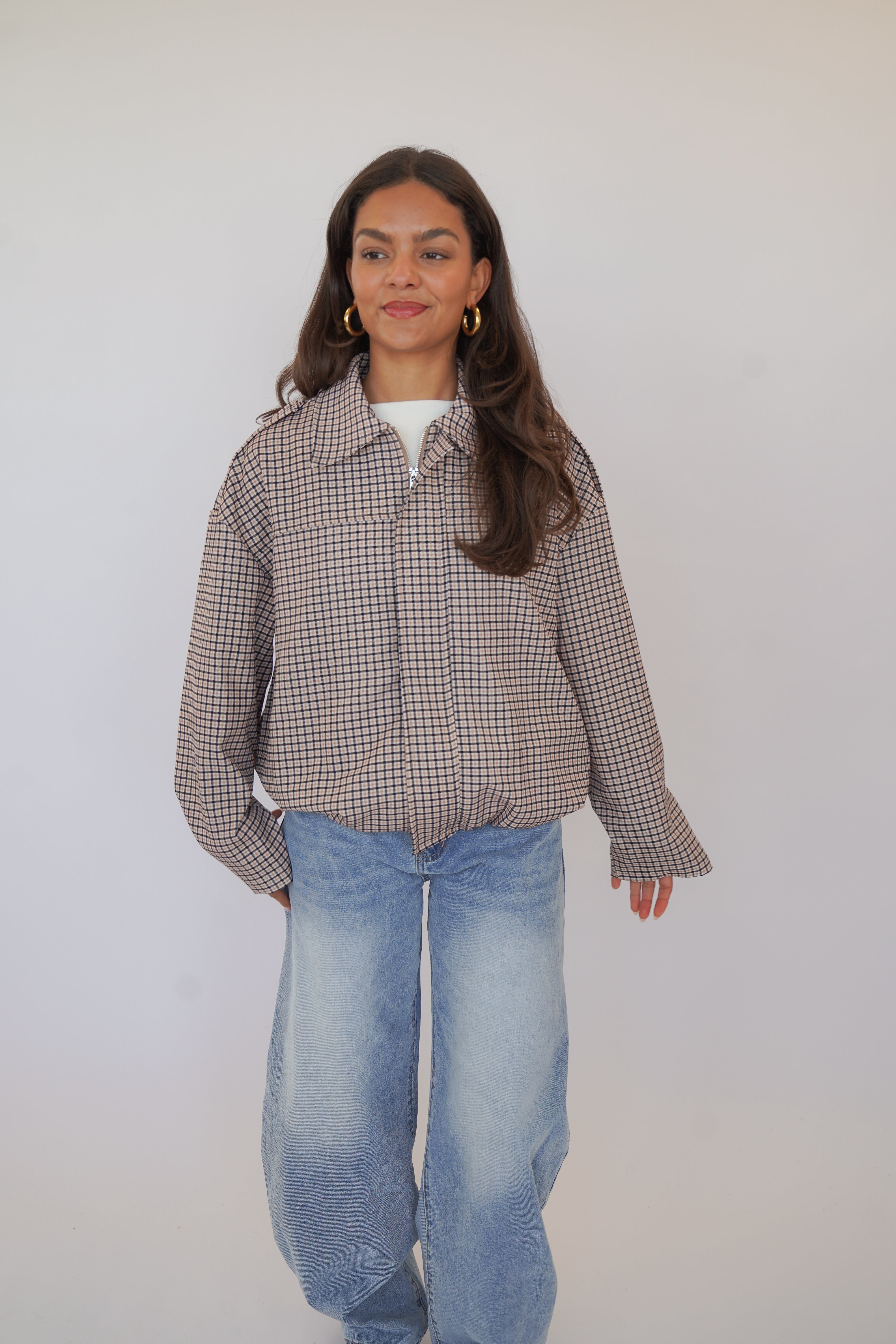 Mujer Chaqueta | Cuello Redondo con Cierre de Cremallera Frontal