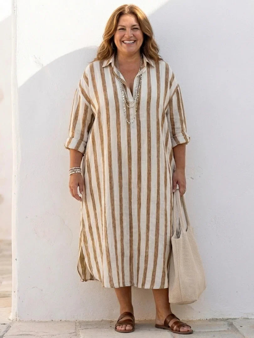 Vestido Maxi Mujer | Corte Relajado con Cuello y Botones