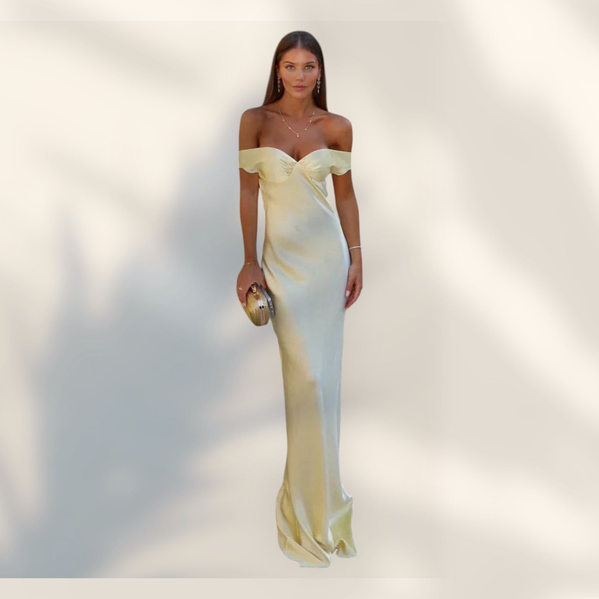 Vestido Maxi Hombros Descubiertos | Escote Abierto Silueta Ajustada Largo Tobillo