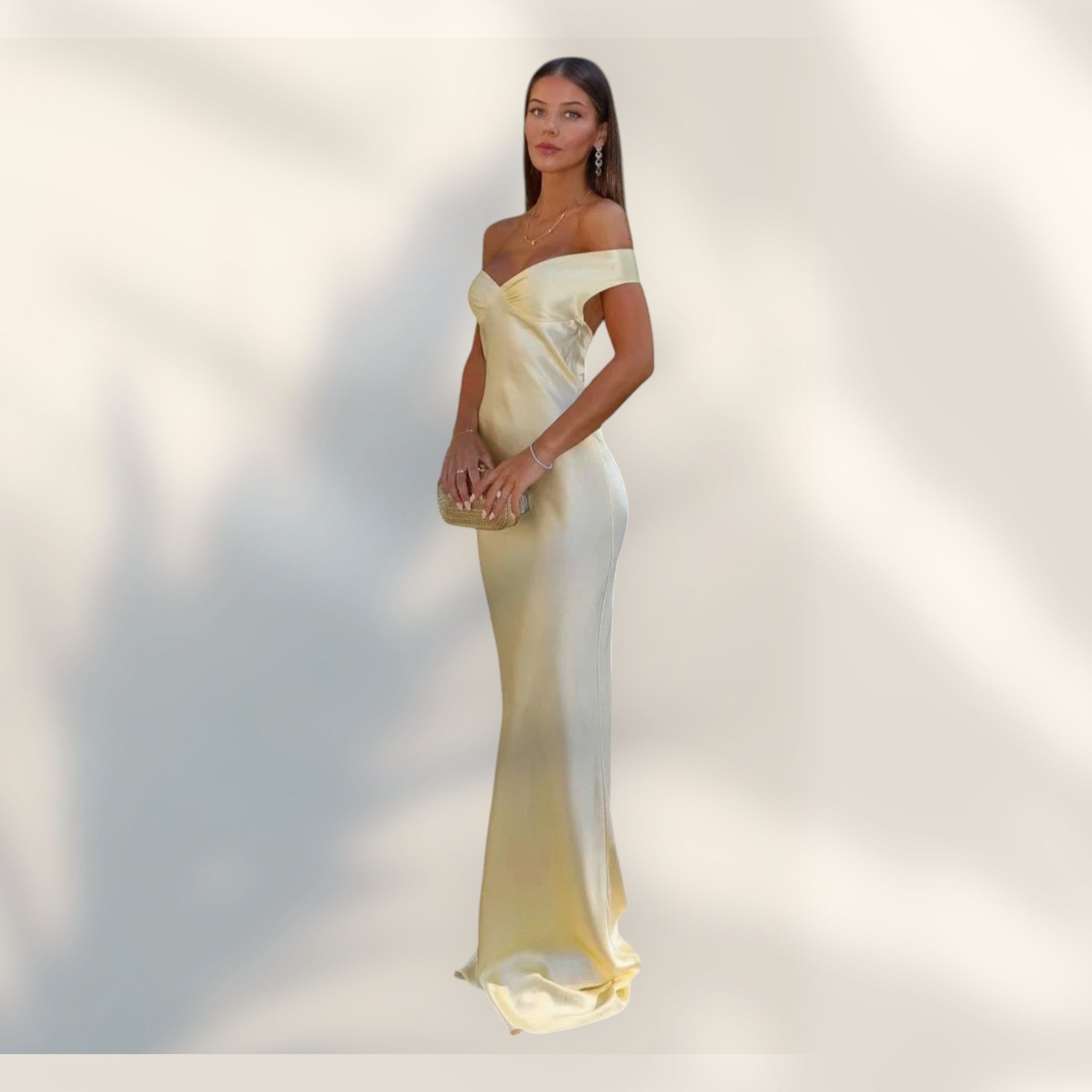 Vestido Maxi Hombros Descubiertos | Escote Abierto Silueta Ajustada Largo Tobillo