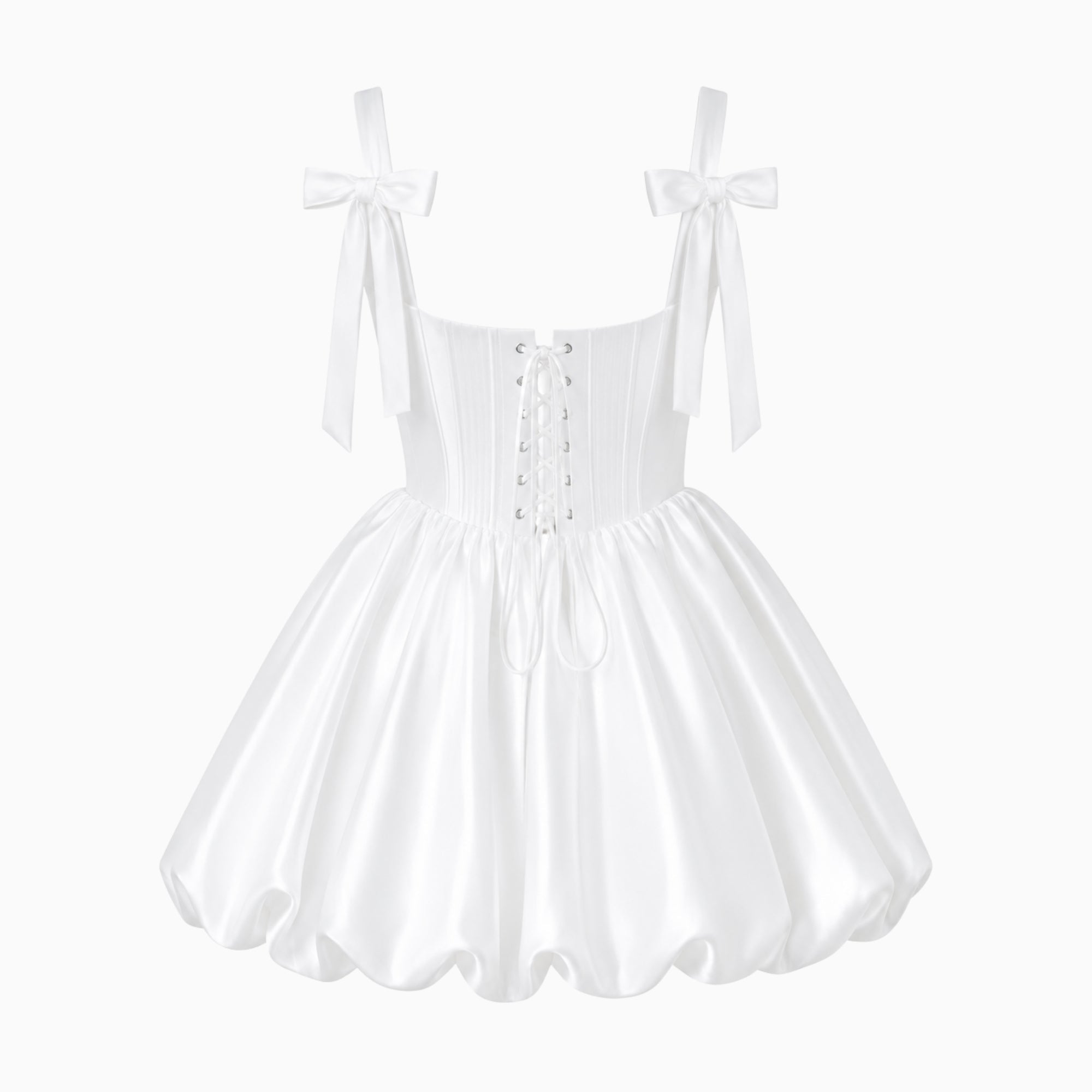 Vestido Mini Mujer | Corsé con Lazo Trasero y Falda Burbuja