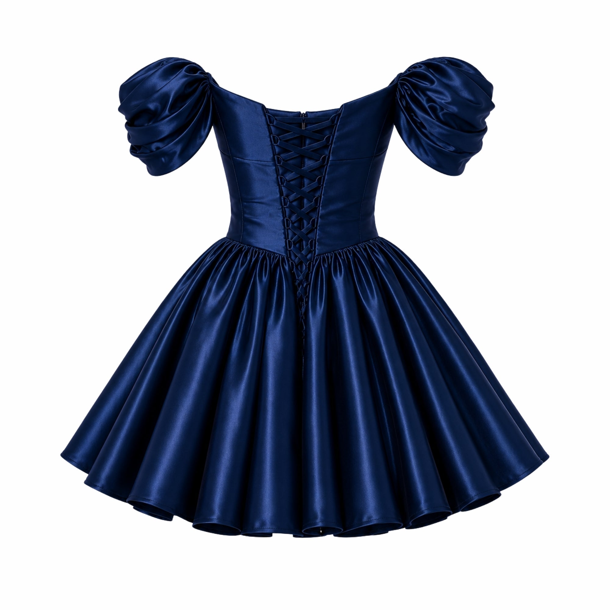 Vestido Mini Mujer | Escote Hombros Descubiertos y Mangas Abullonadas