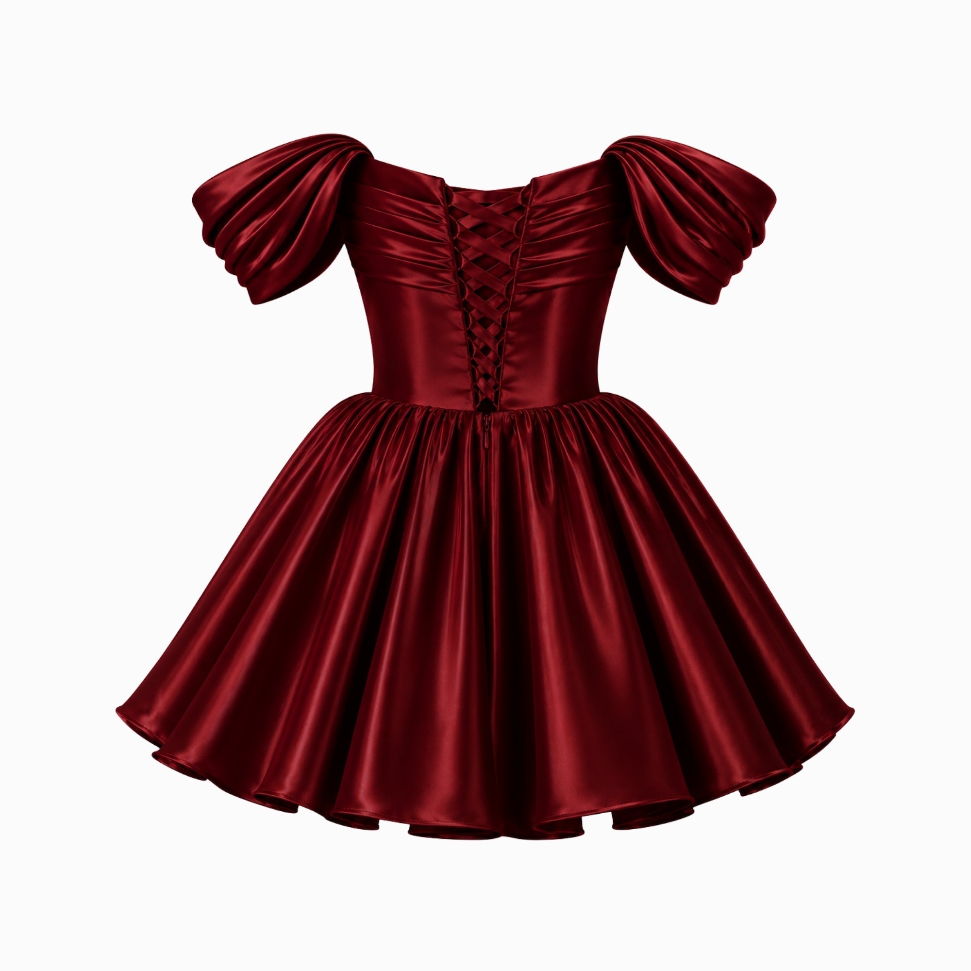 Vestido Mini Mujer | Escote Hombros Descubiertos y Mangas Abullonadas