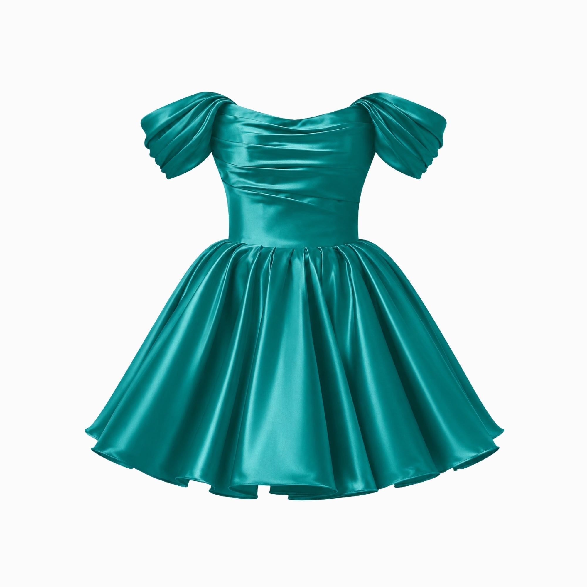 Vestido Mini Mujer | Escote Hombros Descubiertos y Mangas Abullonadas