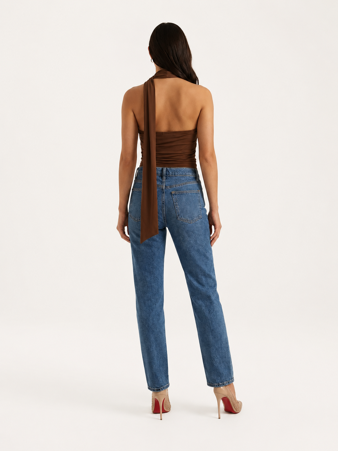 Top Halter Mujer | Escote en V Profundo con Detalle de Bufanda