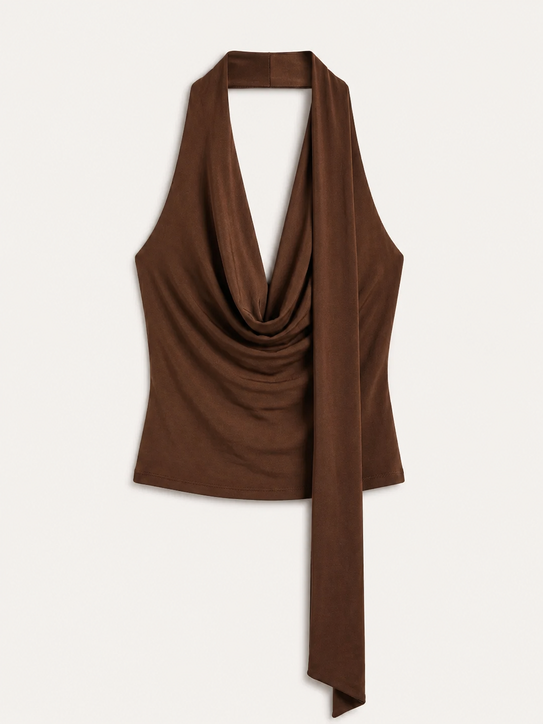 Top Halter Mujer | Escote en V Profundo con Detalle de Bufanda