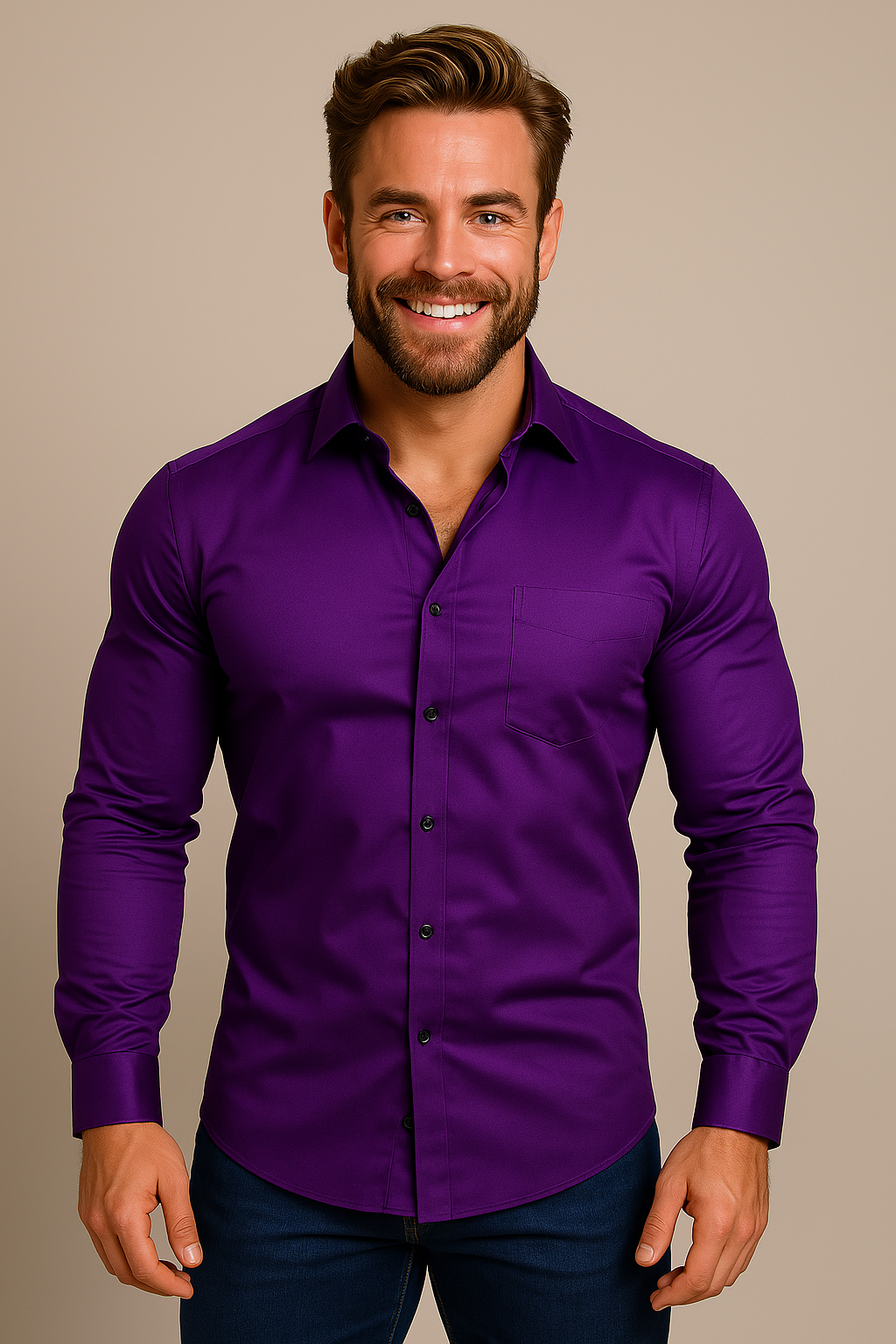 Camisa Hombre | Corte Estructurado con Cuello de Punta Largo