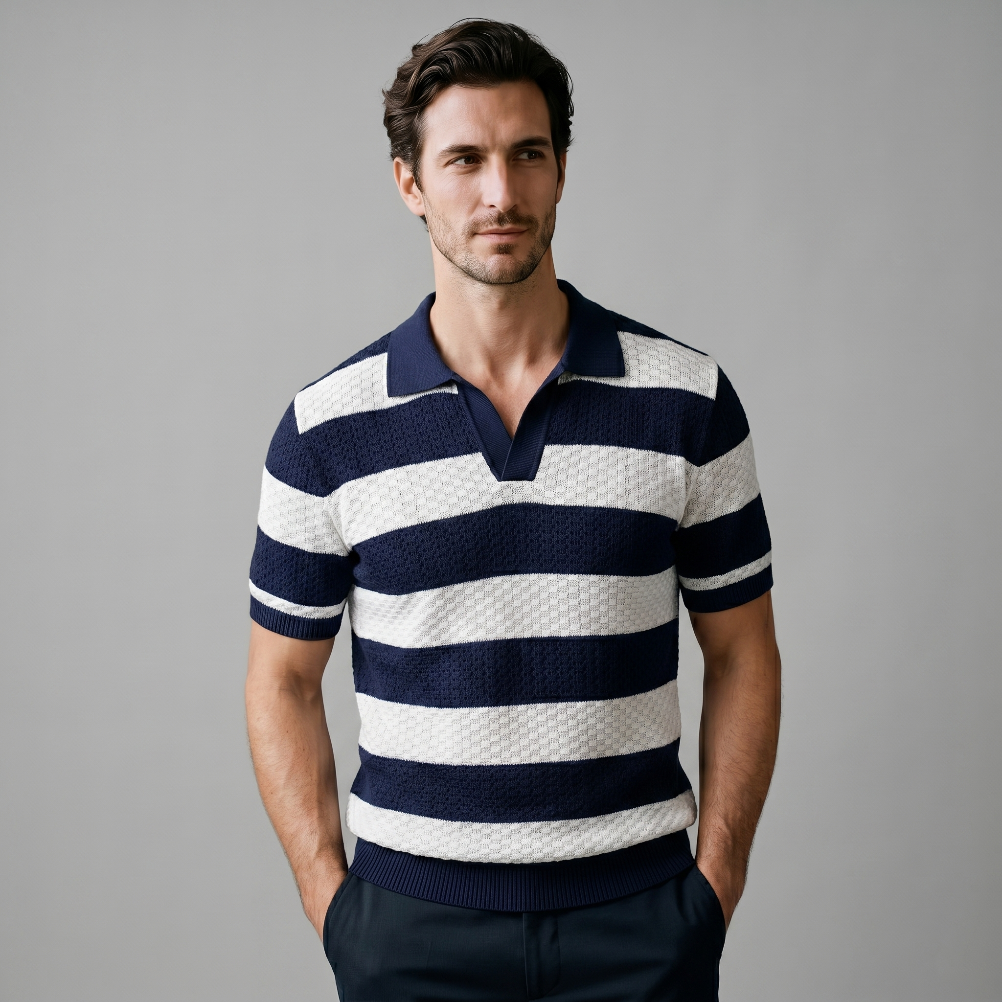 Polo Hombre de Manga Larga | Corte Regular con Cuello Abierto