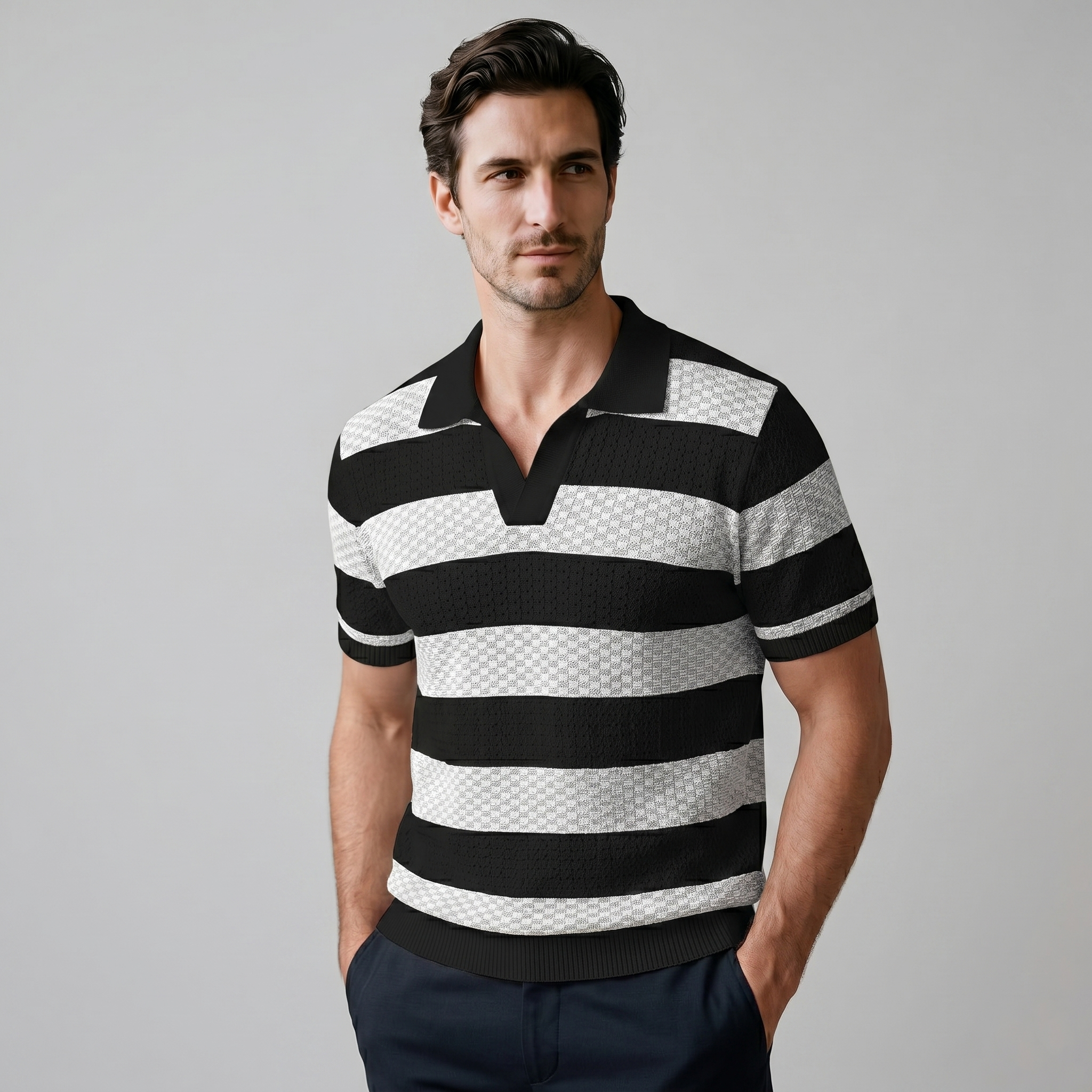 Polo Hombre de Manga Larga | Corte Regular con Cuello Abierto