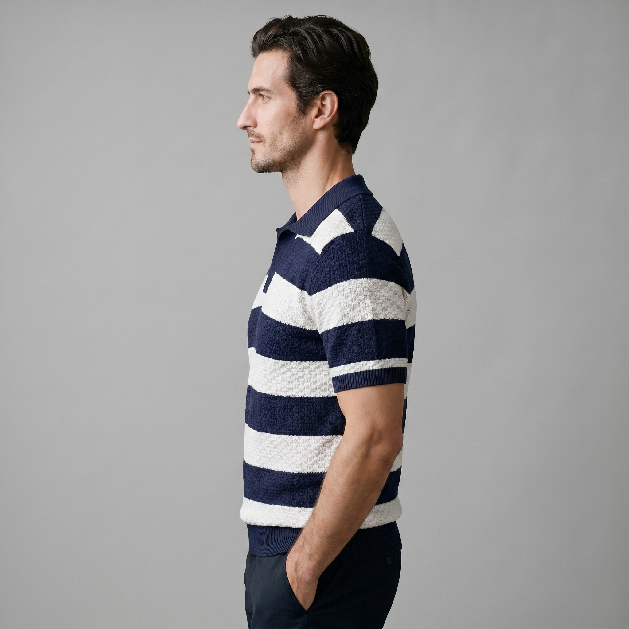 Polo Hombre de Manga Larga | Corte Regular con Cuello Abierto