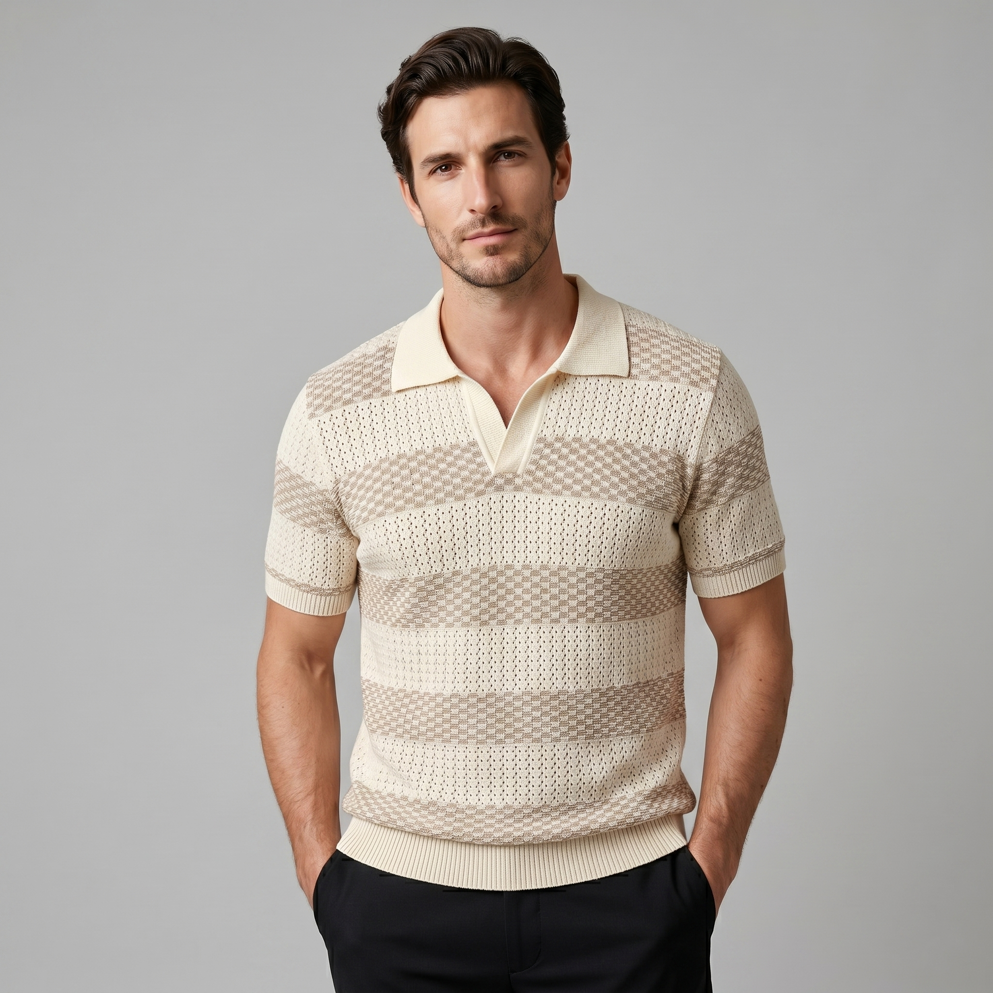 Polo Hombre de Manga Larga | Corte Regular con Cuello Abierto