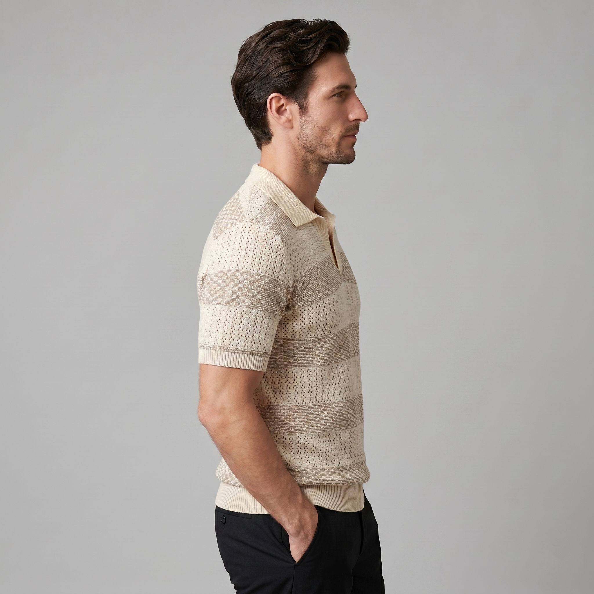 Polo Hombre de Manga Larga | Corte Regular con Cuello Abierto