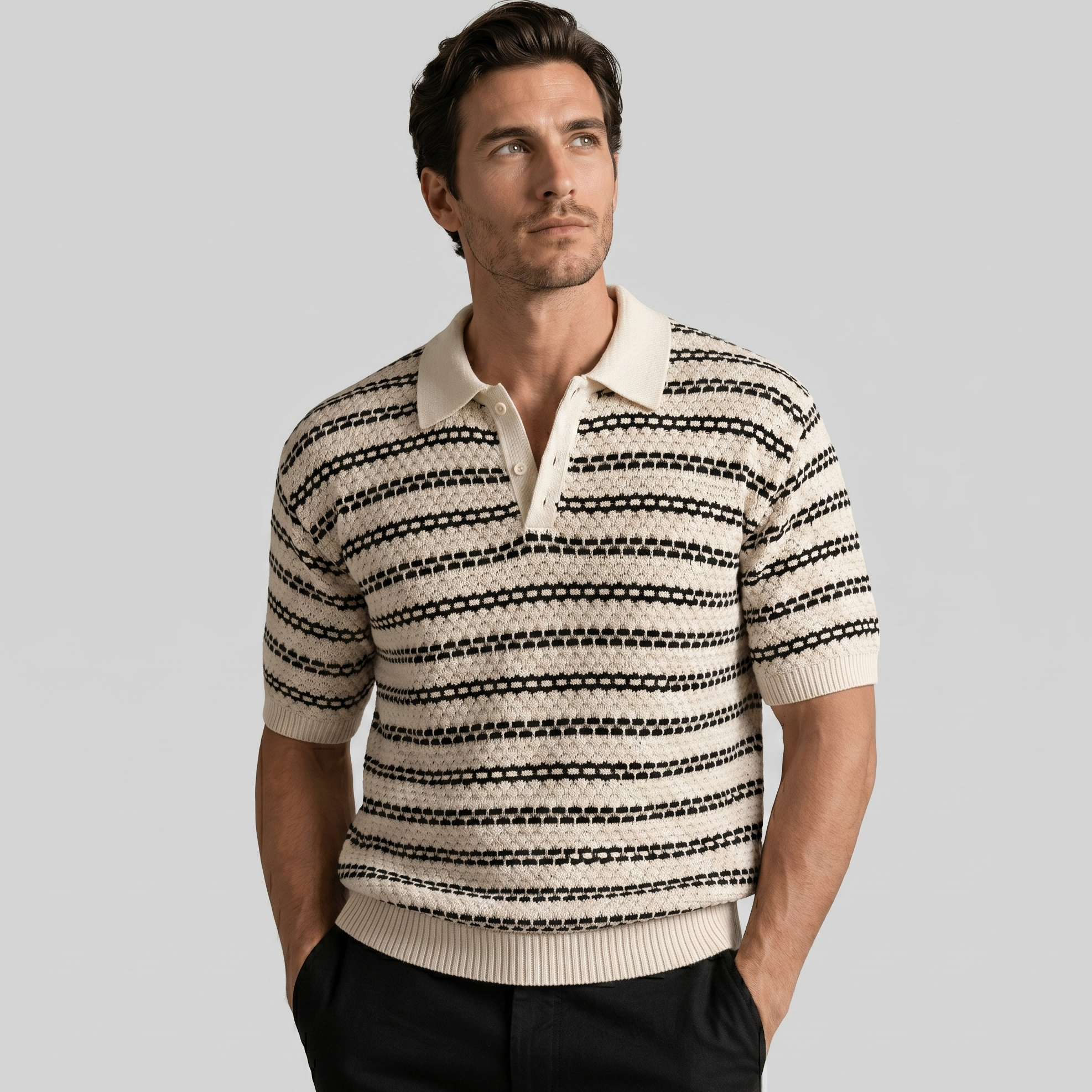 Polo Hombre | Corte Entallado con Patrón de Rayas Clásico