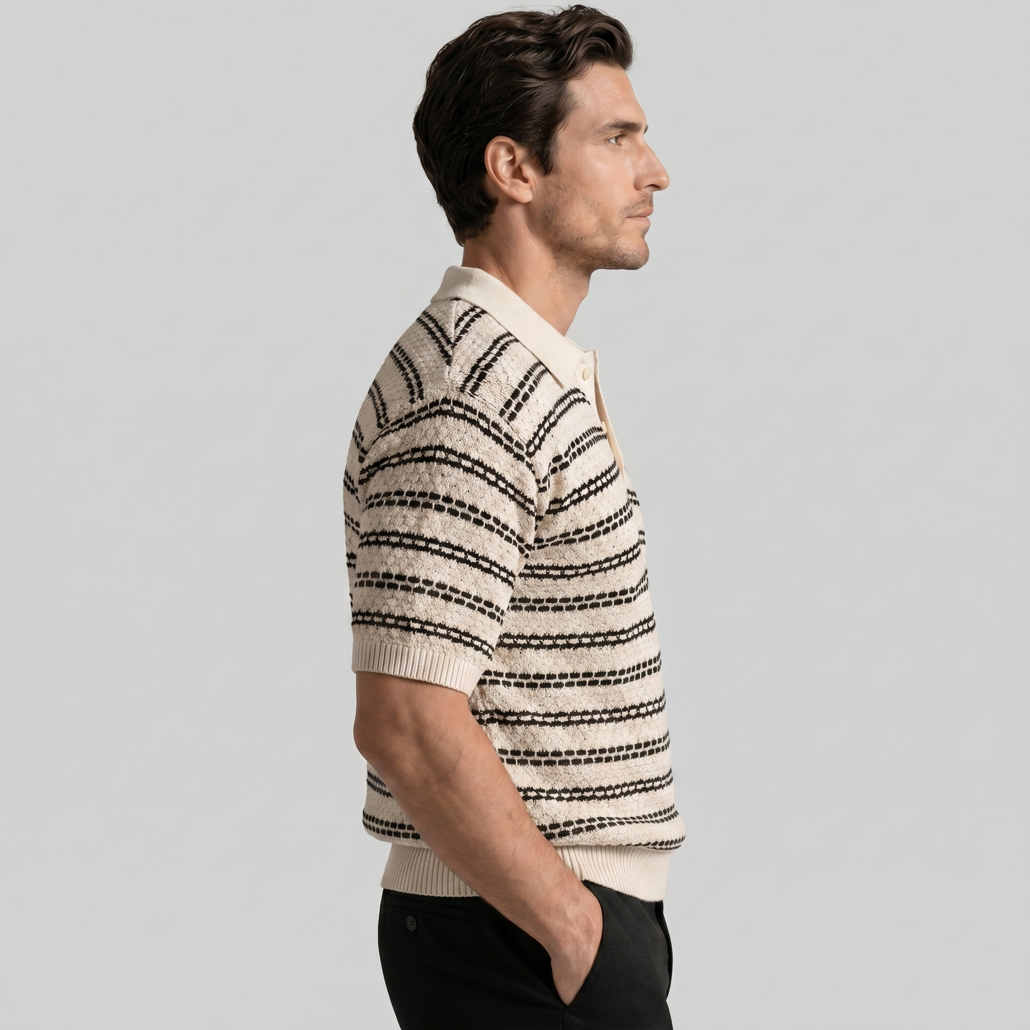 Polo Hombre | Corte Entallado con Patrón de Rayas Clásico