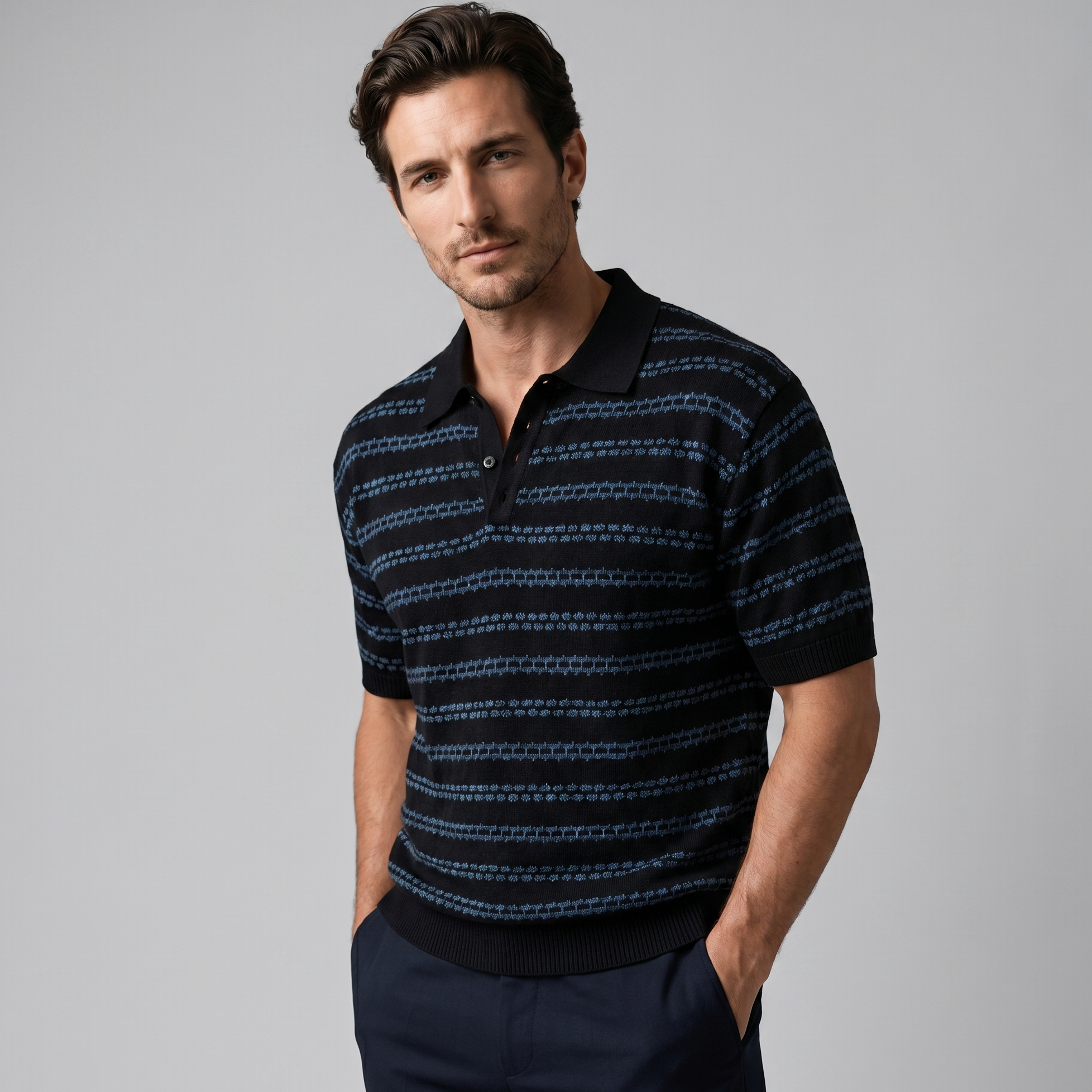 Polo Hombre | Corte Entallado con Patrón de Rayas Clásico