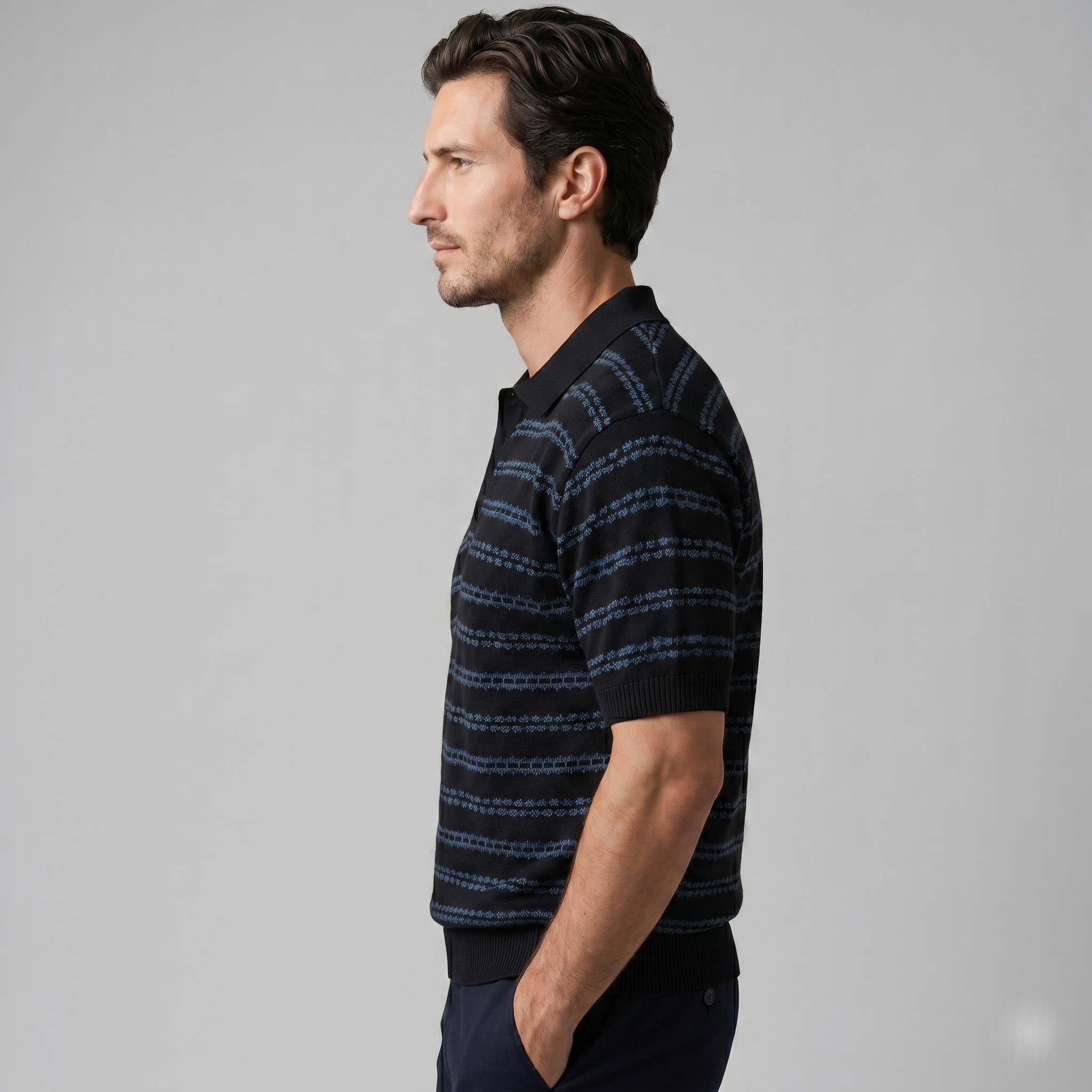 Polo Hombre | Corte Entallado con Patrón de Rayas Clásico