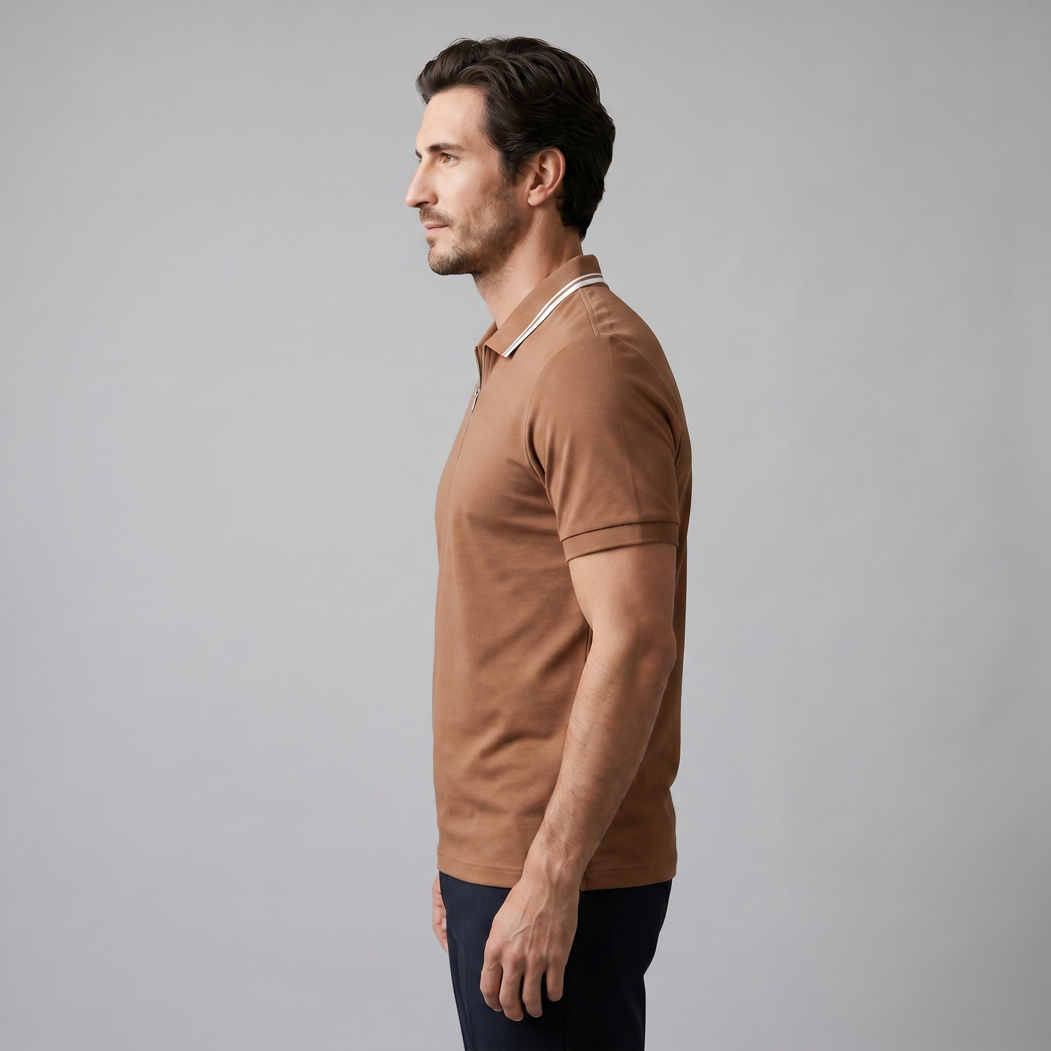Polo Hombre Manga Corta | Cuello Estructurado con Cremallera