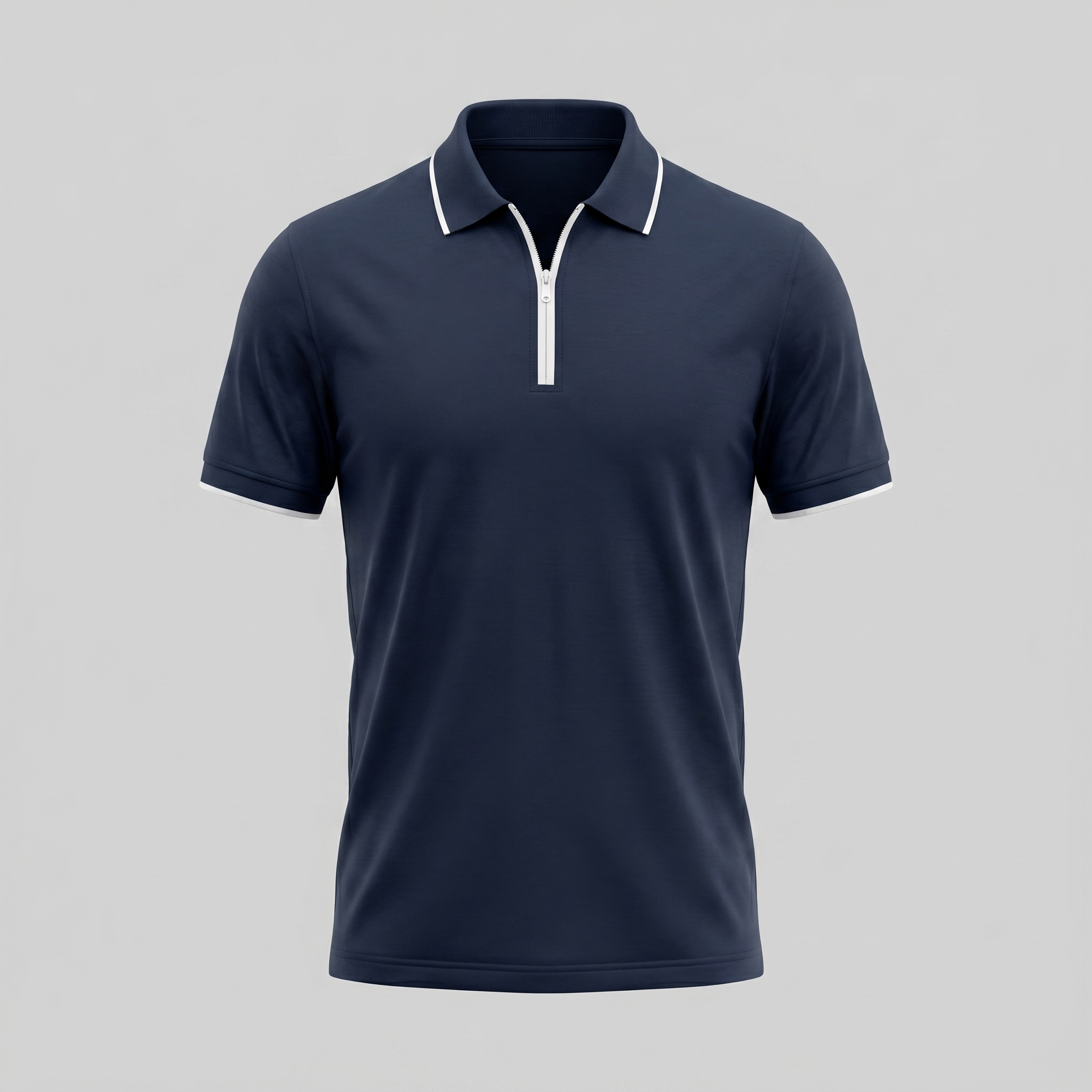 Polo Hombre Manga Corta | Cuello Estructurado con Cremallera