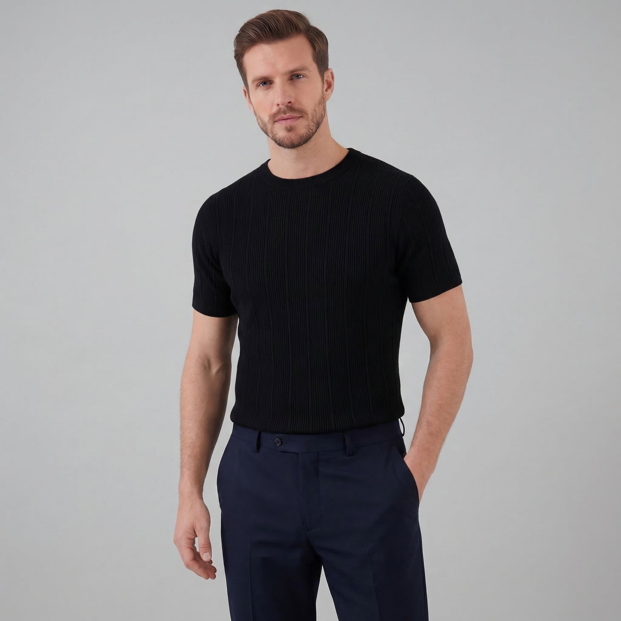 Camiseta Hombre | Tejido Acanalado de Manga Larga