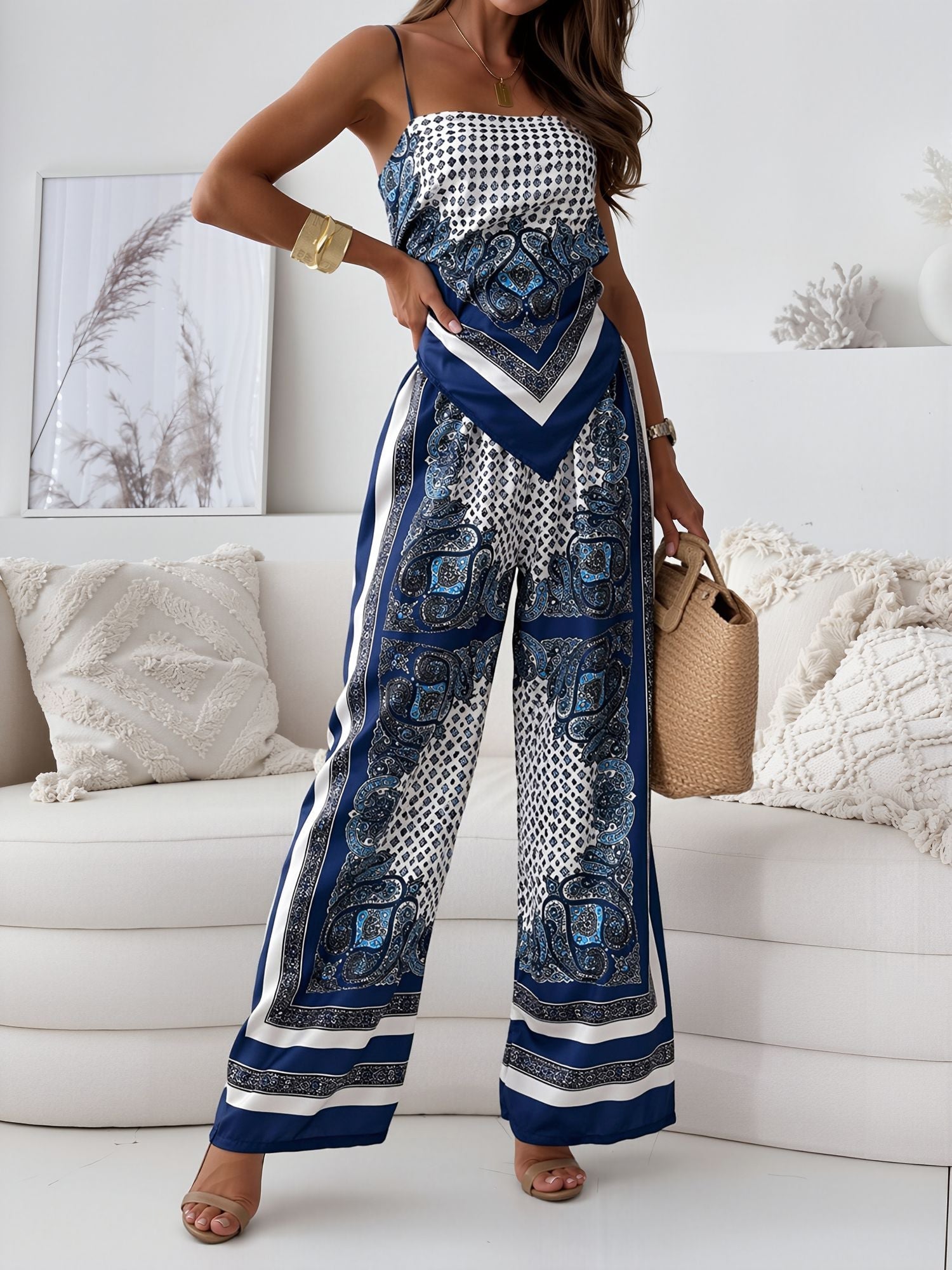 Pantalón Mujer | Pierna Ancha con Conjunto Coordenado