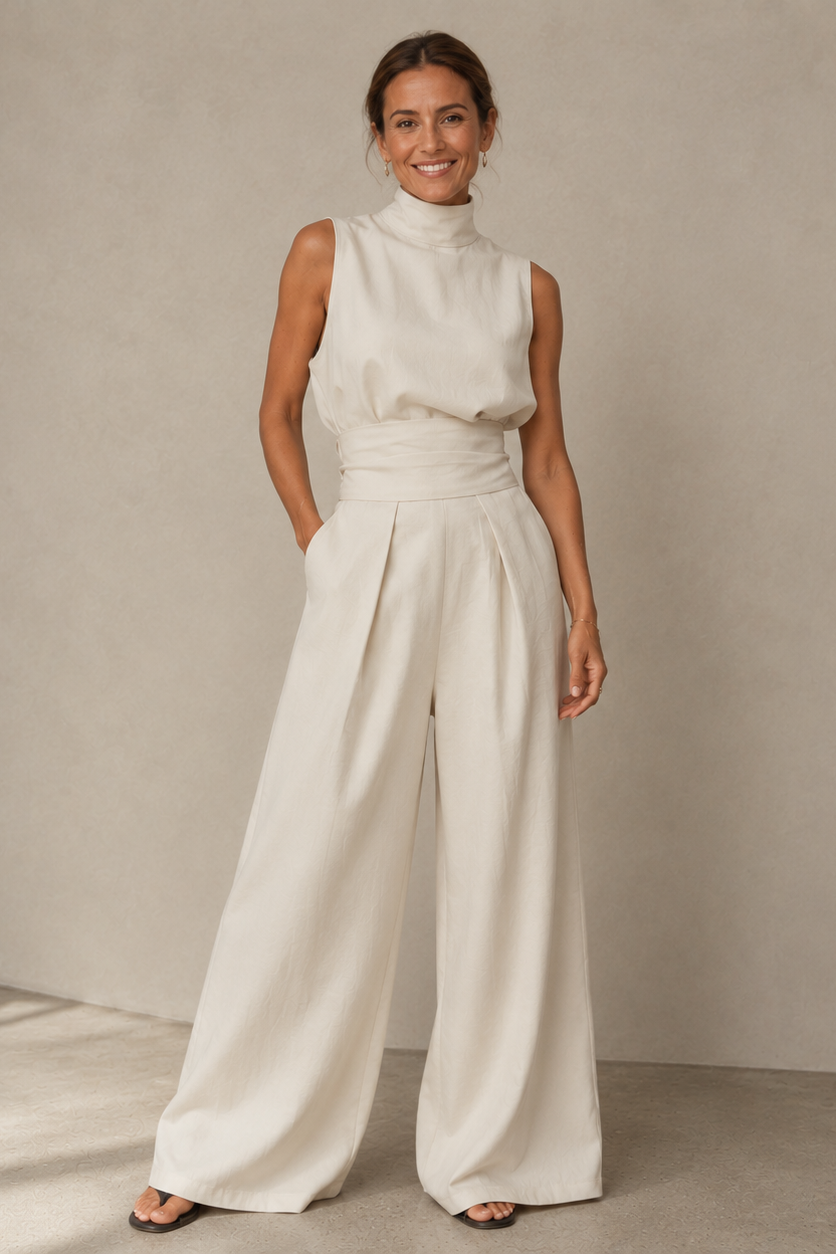 Traje Mujer | Conjunto de dos piezas top sin mangas y pantalón ancho