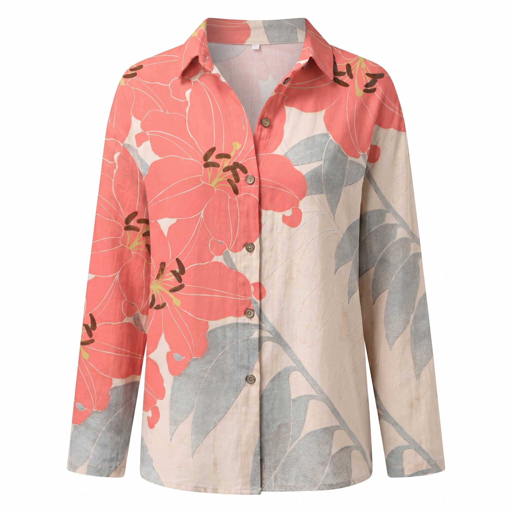 Blusa Mujer | Cuello Dividido en V con Mangas Enrollables