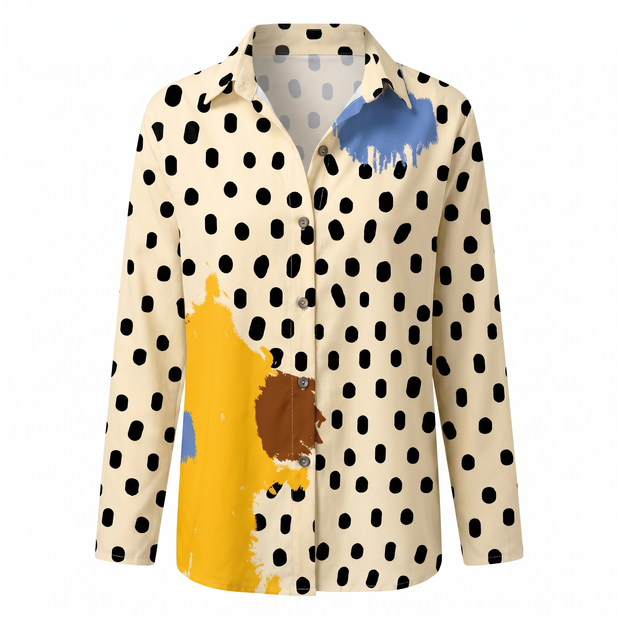 Blusa Mujer | Cuello Dividido en V con Mangas Enrollables