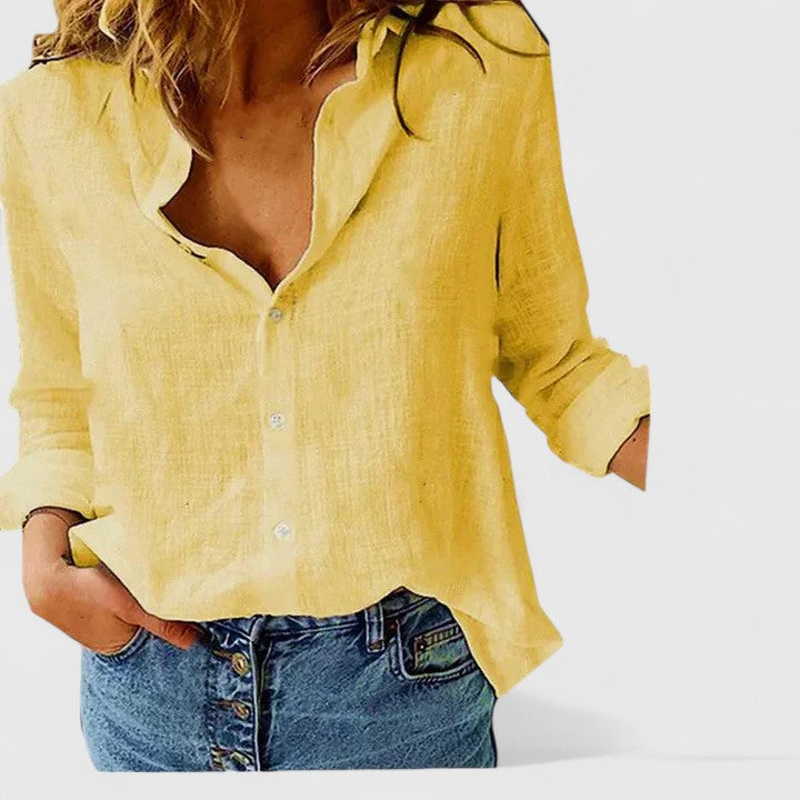 Camisa Mujer | Corte Recto con Cuello Solapa Ondulado