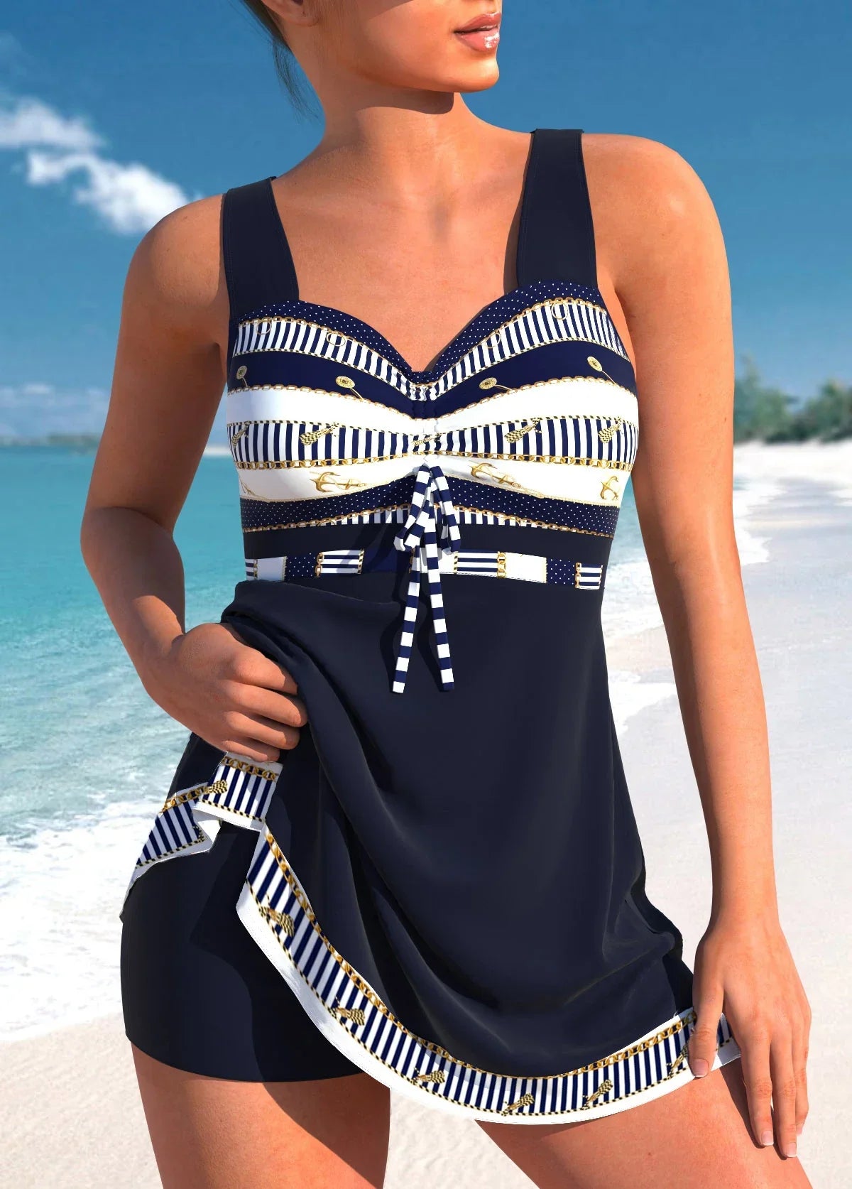 Tankini mujer | parte superior larga con tirantes anchos
